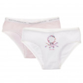 Комплект от два броя памучни бикини в бяло и розово Benetton 237690 