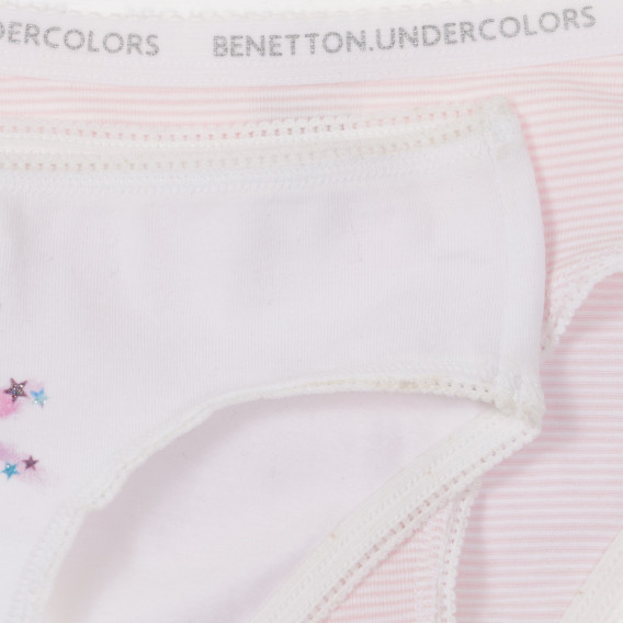 Комплект от два броя памучни бикини в бяло и розово Benetton 237691 2