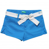 Памучни къси панталони с колан за бебе, сини Benetton 237784 