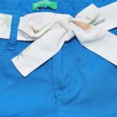 Памучни къси панталони с колан за бебе, сини Benetton 237787 3