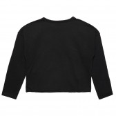 Памучна блуза с дълъг ръкав и апликация от пайети, черна Benetton 237838 3