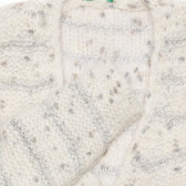 Плетена жилетка със сребристи нишки, бяла Benetton 237845 2