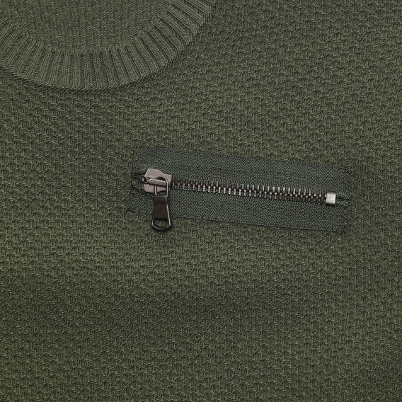 Пуловер с декоративен цип, тъмно зелена Benetton 237850 3