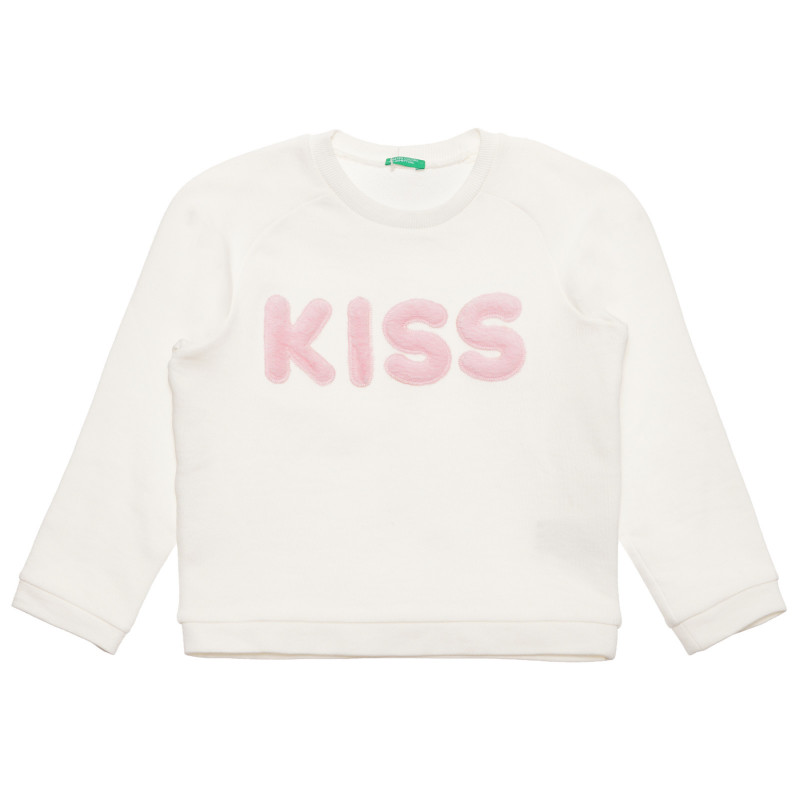 Памучна блуза с 3D надпис KISS, бяла  237903