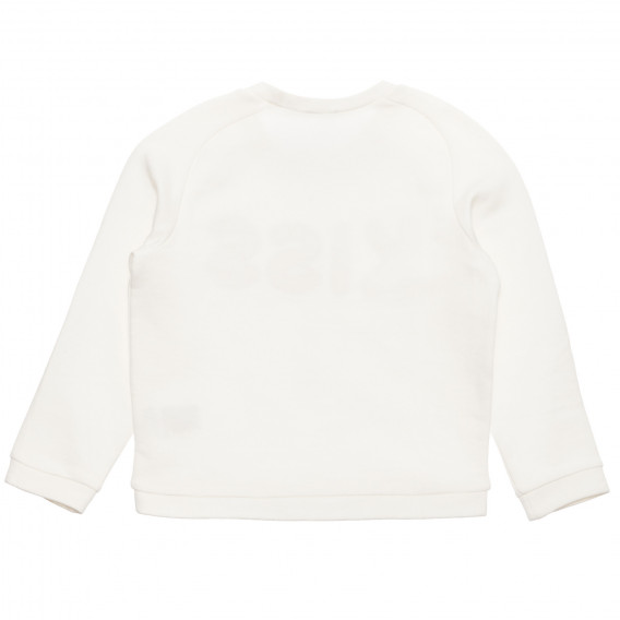 Памучна блуза с 3D надпис KISS, бяла Benetton 237905 3