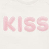 Памучна блуза с 3D надпис KISS, бяла Benetton 237906 4