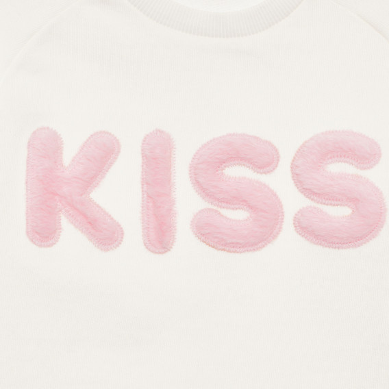 Памучна блуза с 3D надпис KISS, бяла Benetton 237906 4