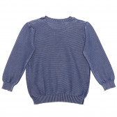 Памучен пуловер с ластична плетка в края за бебе, син Benetton 237937 4