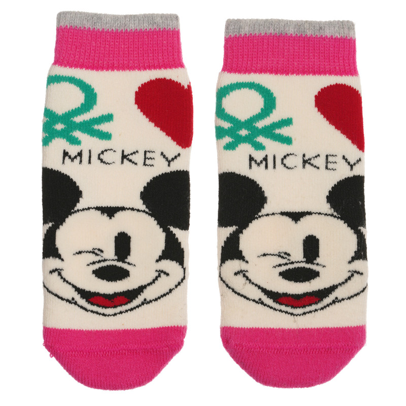 Чорапи с Мики Маус за бебе в бяло и розово  238075
