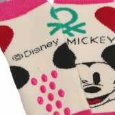 Чорапи с Мики Маус за бебе в бяло и розово Benetton 238076 2