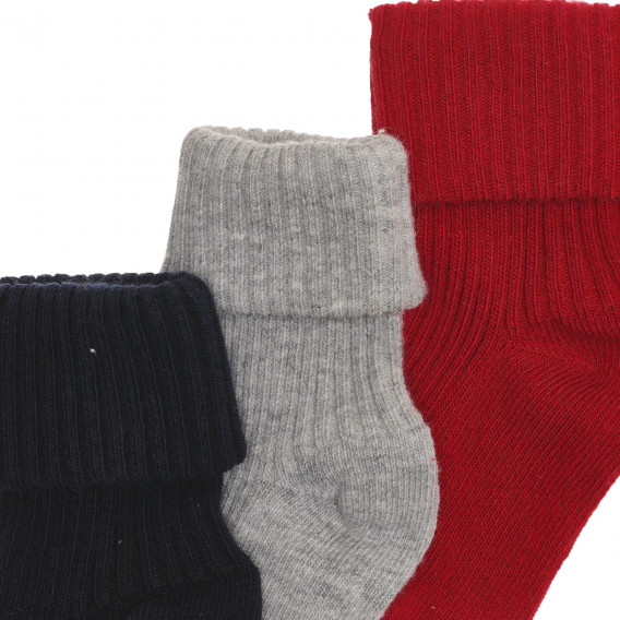 Комплект от три чифта чорапи за бебе, сиви, сини, червени Benetton 238079 3