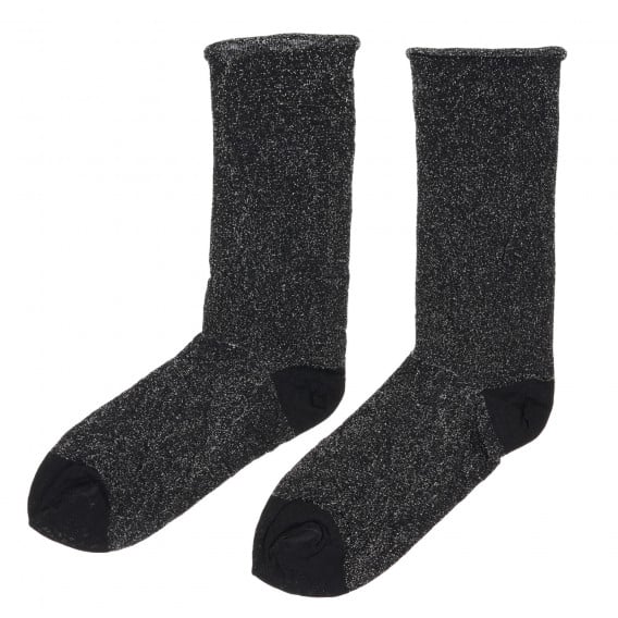 Чорапи със сребрист акцент, черни Benetton 238092 