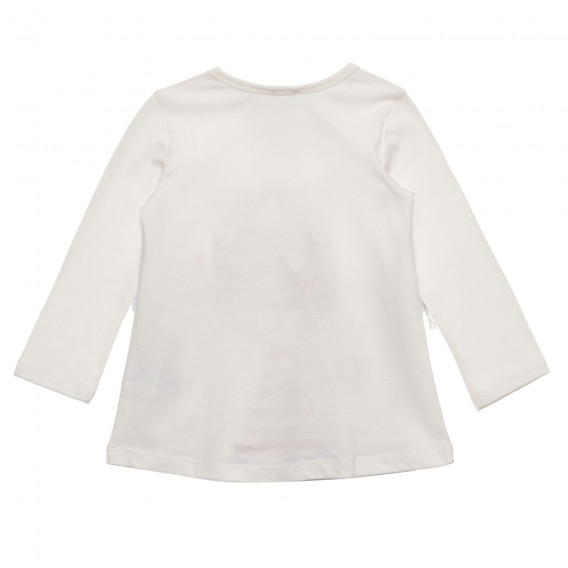 Блуза дълъг ръкав и щампа с апликация за бебе, бяла Benetton 238136 4