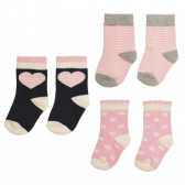 Комплект от три чифта чорапи за бебе в розово и тъмно синьо Benetton 238195 