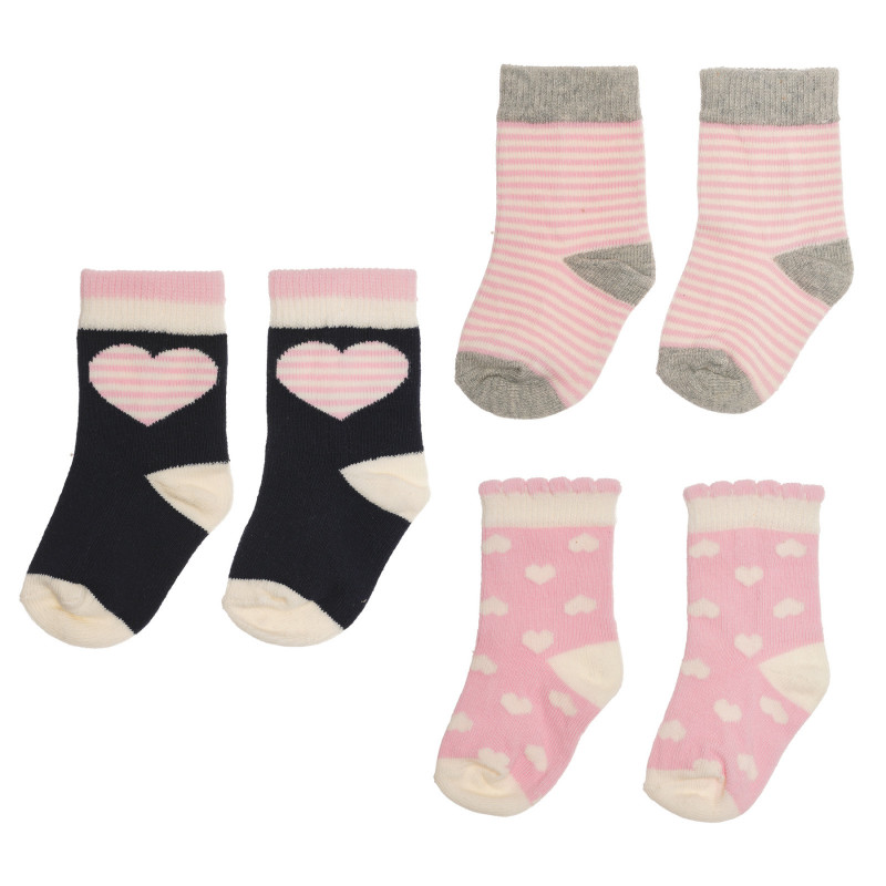 Комплект от три чифта чорапи за бебе в розово и тъмно синьо  238195