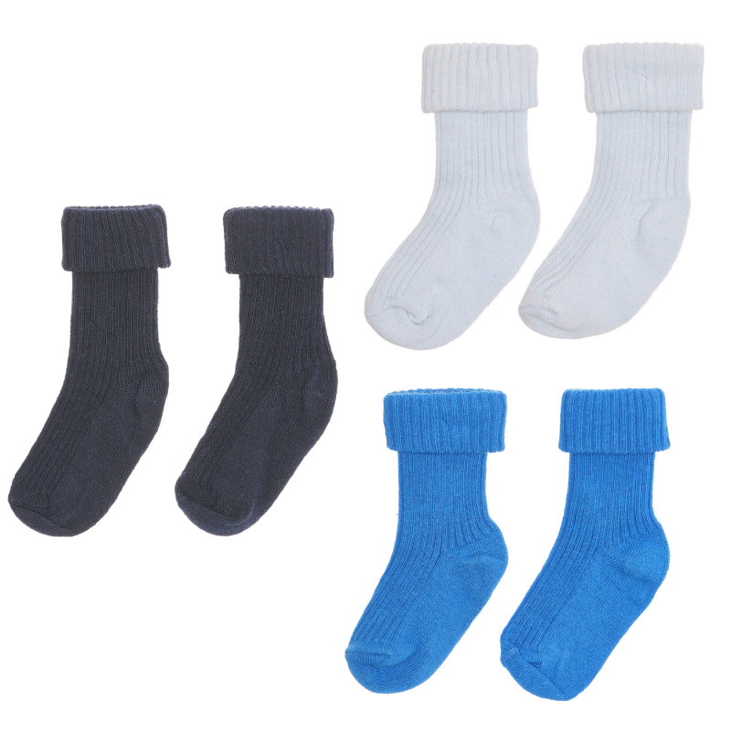 Комплект от три чифта чорапи за бебе, син цвят  238210