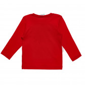 Памучна блуза с дълъг ръкав и щампа, червена Benetton 238244 4