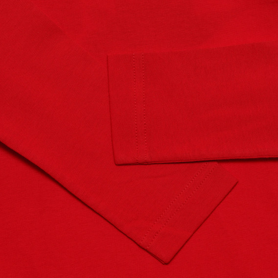 Памучна блуза с дълъг ръкав и щампа, червена Benetton 238245 2
