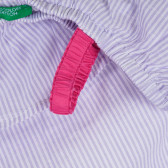 Памучна рокля на райе с къдрички и розови презрамки за бебе Benetton 238278 3