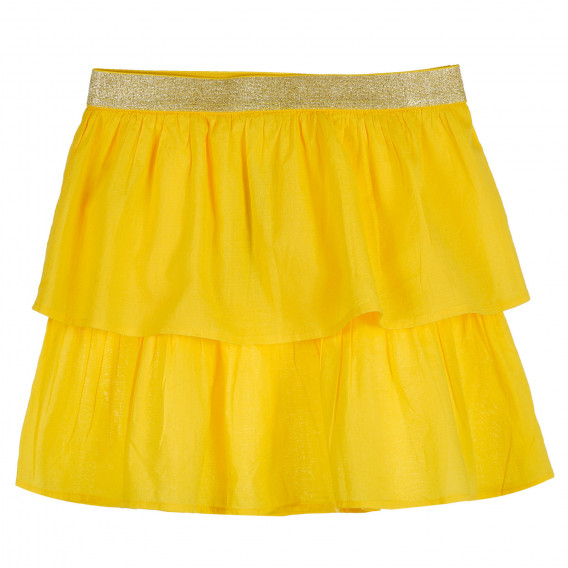 Памучна пола с ластична талия в златно, жълта Benetton 238295 