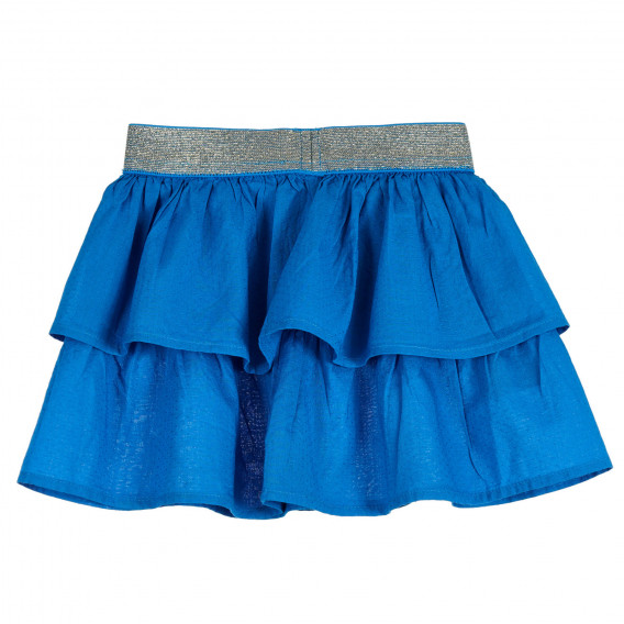 Памучна пола с ластична талия в сребърно, синя Benetton 238302 4