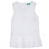Памучна дантелена рокля с къдрички за бебе, бяла Benetton 238367 