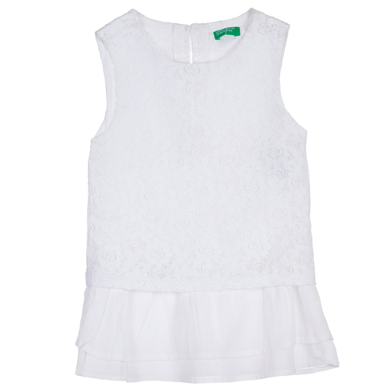 Памучна дантелена рокля с къдрички за бебе, бяла  238367