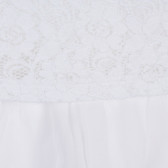 Памучна дантелена рокля с къдрички за бебе, бяла Benetton 238368 2
