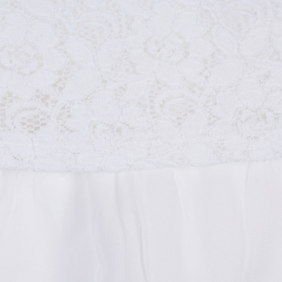 Памучна дантелена рокля с къдрички за бебе, бяла Benetton 238368 2