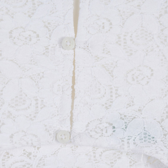 Памучна дантелена рокля с къдрички за бебе, бяла Benetton 238369 3