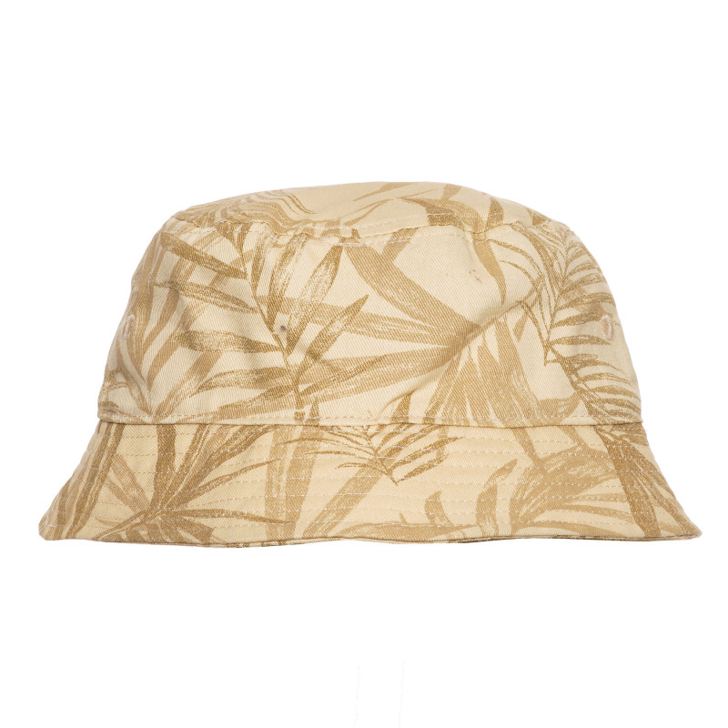 Памучна шапка с принт на палмови листа, беж  238394