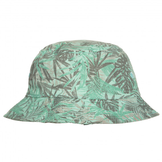 Памучна шапка с принт на зелени палмови листа за бебе, зелена Benetton 238396 