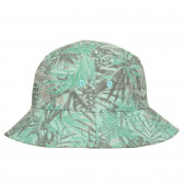 Памучна шапка с принт на зелени палмови листа за бебе, зелена Benetton 238398 3