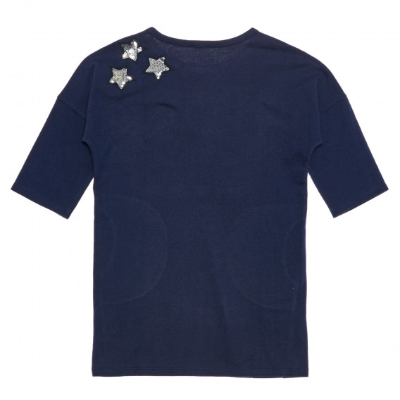 Памучна рокля с апликация на пайети звезди, тъмно синя Benetton 238440 4