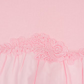 Памучна блуза с дантела на талията за бебе, розова Benetton 238482 2
