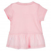 Памучна блуза с дантела на талията за бебе, розова Benetton 238484 4