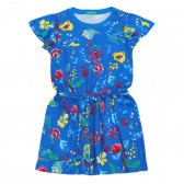 Памучна рокля с принт на цветя, синя Benetton 238545 