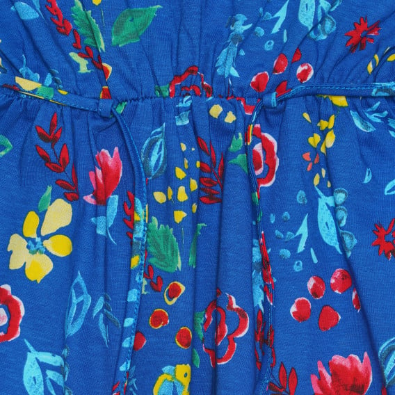 Памучна рокля с принт на цветя, синя Benetton 238546 2