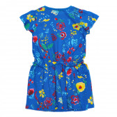 Памучна рокля с принт на цветя, синя Benetton 238547 4