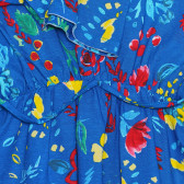 Памучна рокля с принт на цветя, синя Benetton 238548 3