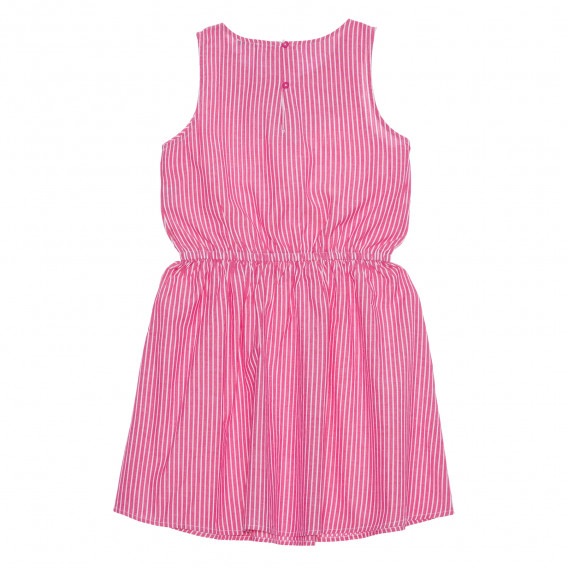 Памучна рокля без ръкави с ластик в бяло розово райе Benetton 238575 4