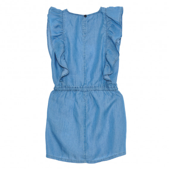 Памучна рокля с къдрици и ластик на талията, синя Benetton 238618 4