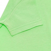 Памучна тениска с надпис за бебе, светло зелена Benetton 238631 4