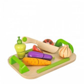 Комплект дървена дъска със зеленчуци, 12 части Dino Toys 238792 
