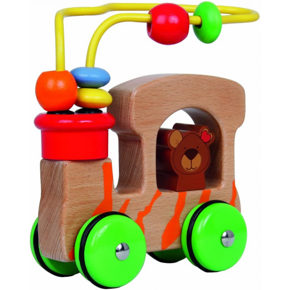 Дървена играчка - мече в кола Dino Toys 238799 