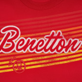 Памучна тениска с надпис на бранда за бебе, червена Benetton 238936 2