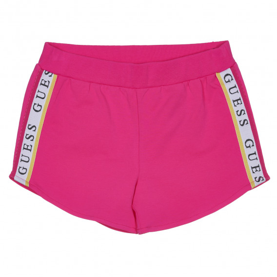 Памучни къси панталони с кантове, розови Guess 239116 