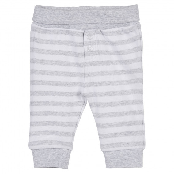 Памучен раиран панталон за бебе в бяло и сиво Idexe 239309 