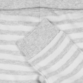 Памучен раиран панталон за бебе в бяло и сиво Idexe 239311 3