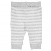 Памучен раиран панталон за бебе в бяло и сиво Idexe 239312 4